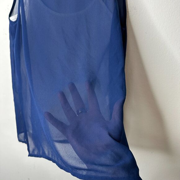 Naked Zebra Flowy Sheer Blue Sleeveless Overtop With White Cami Underneath S - Picture 5 of 11
